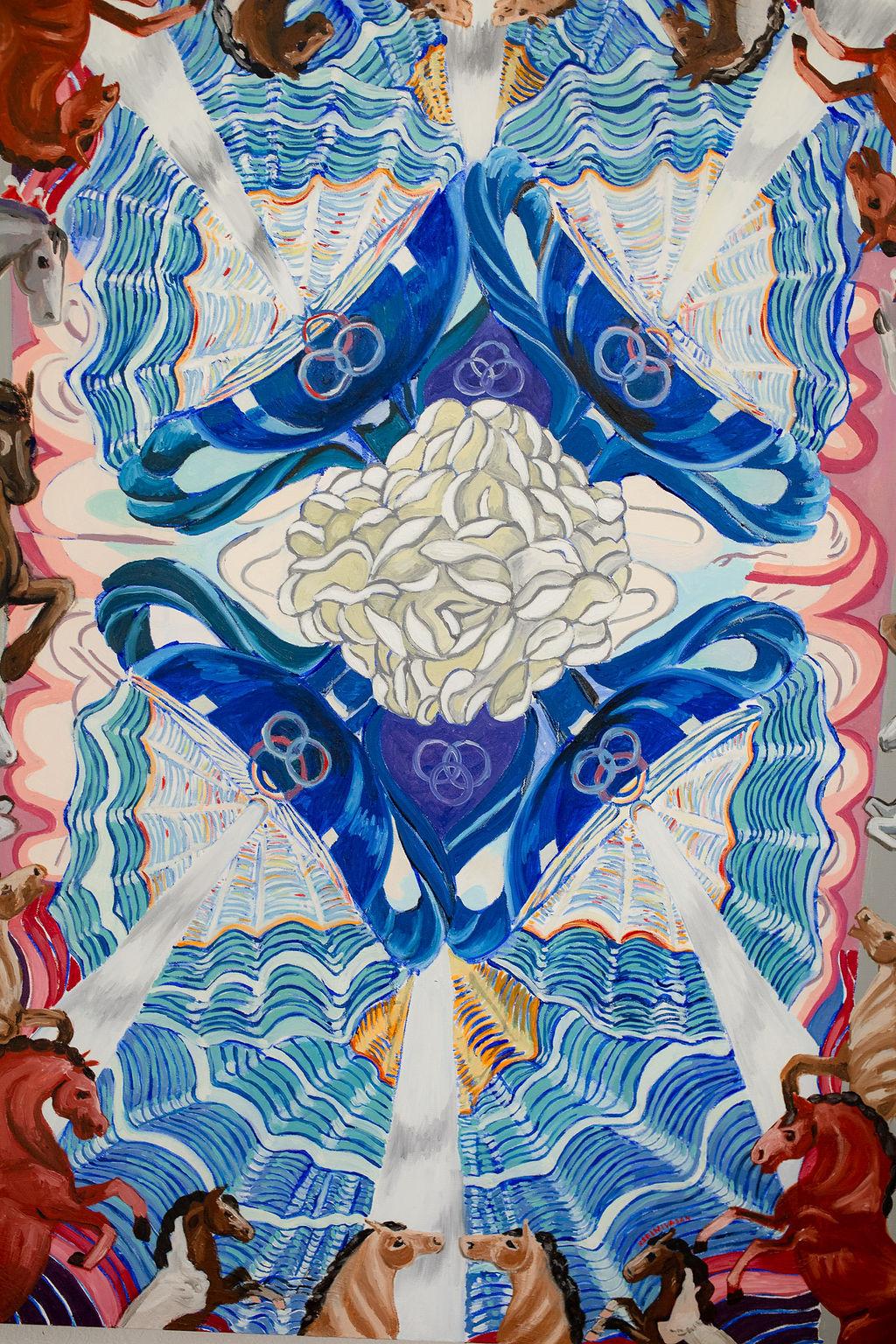 Vier der Kelche, Ölgemälde (Grau), Animal Painting, von Rachel Srinivasan