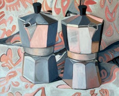 Pink Pattern Coffee, Oil Painting