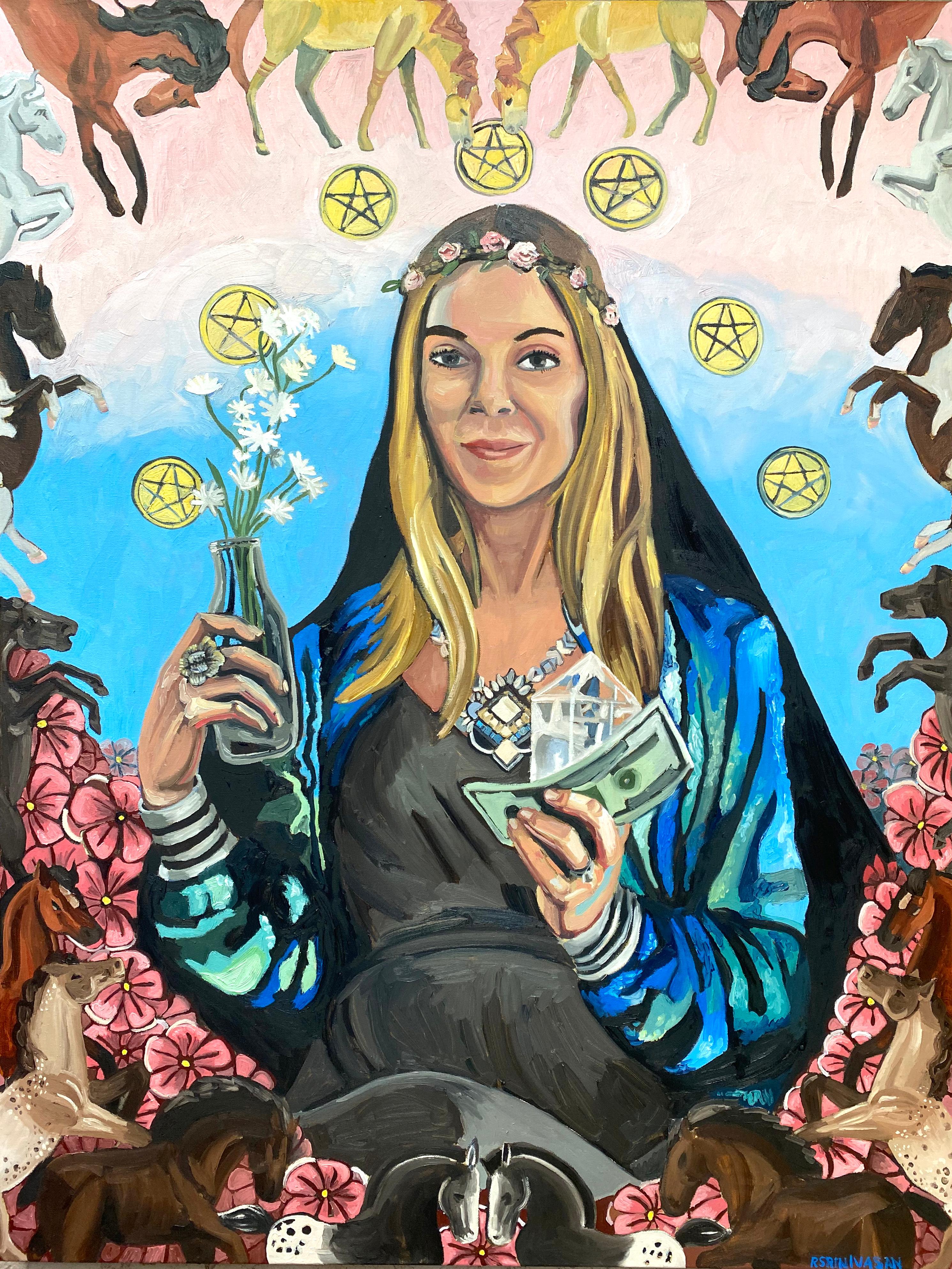 Figurative Painting de Rachel Srinivasan - Princesa de Pentáculos, Pintura al óleo