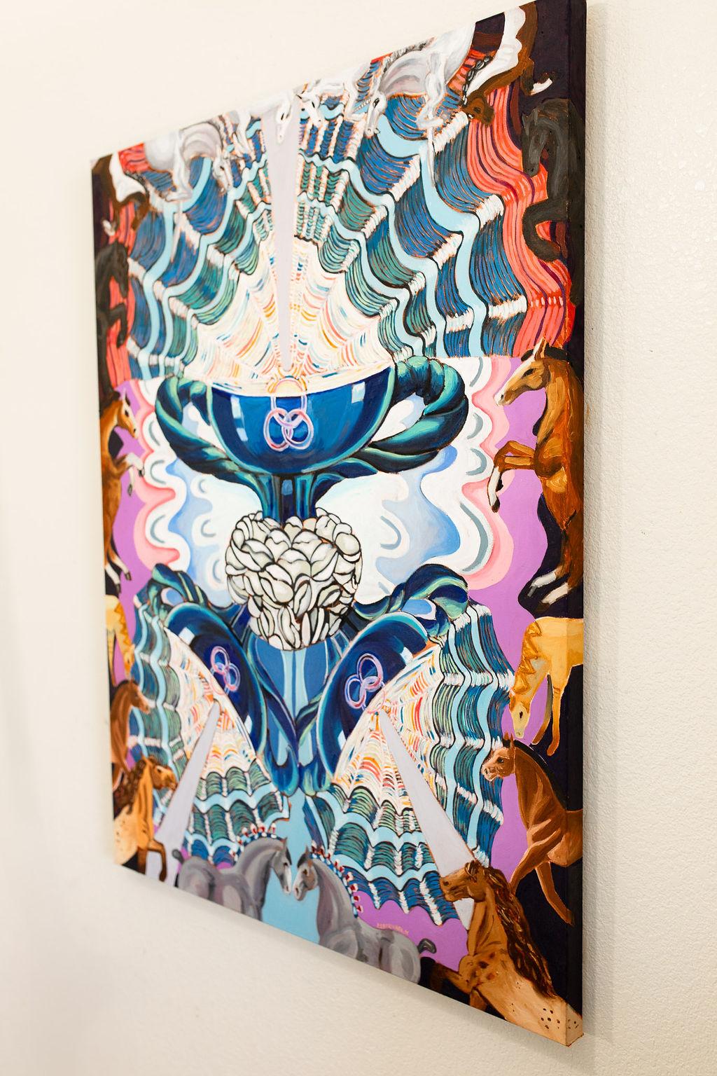Drei der Kelche, Ölgemälde (Surrealismus), Art, von Rachel Srinivasan