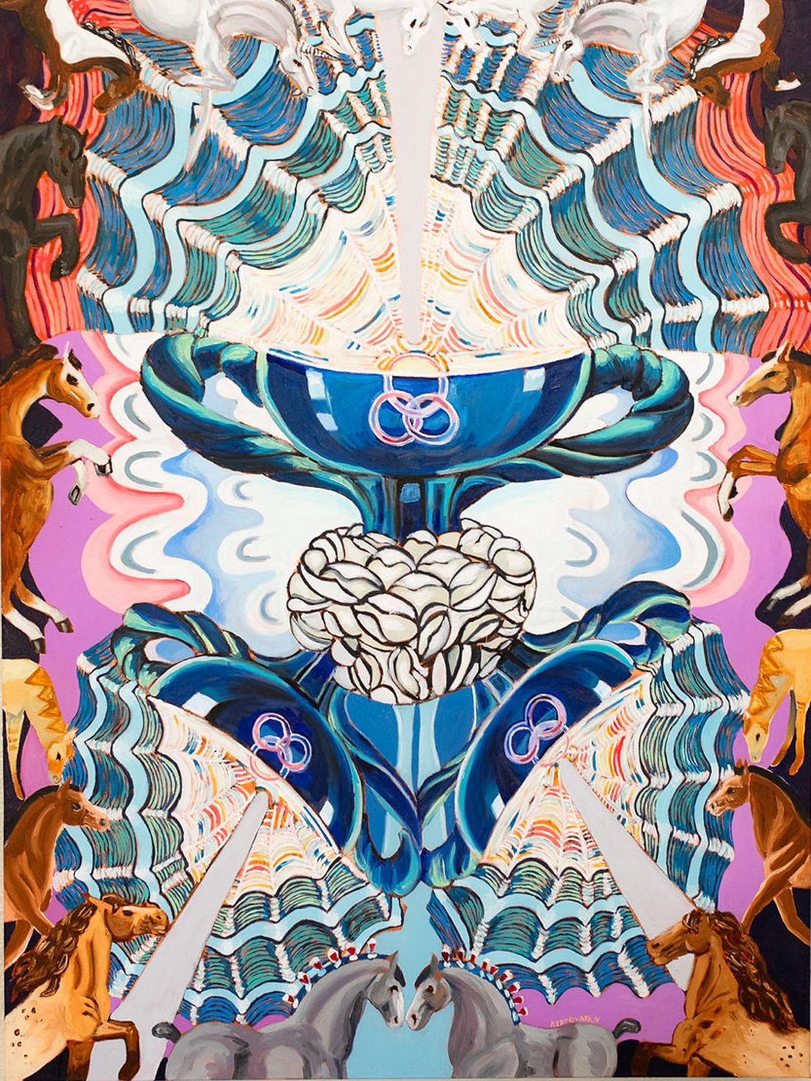 Drei der Kelche, Ölgemälde – Art von Rachel Srinivasan