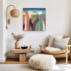 Prism 1 – Gerahmtes abstraktes Originalgemälde aus Acryl auf roher Leinwand