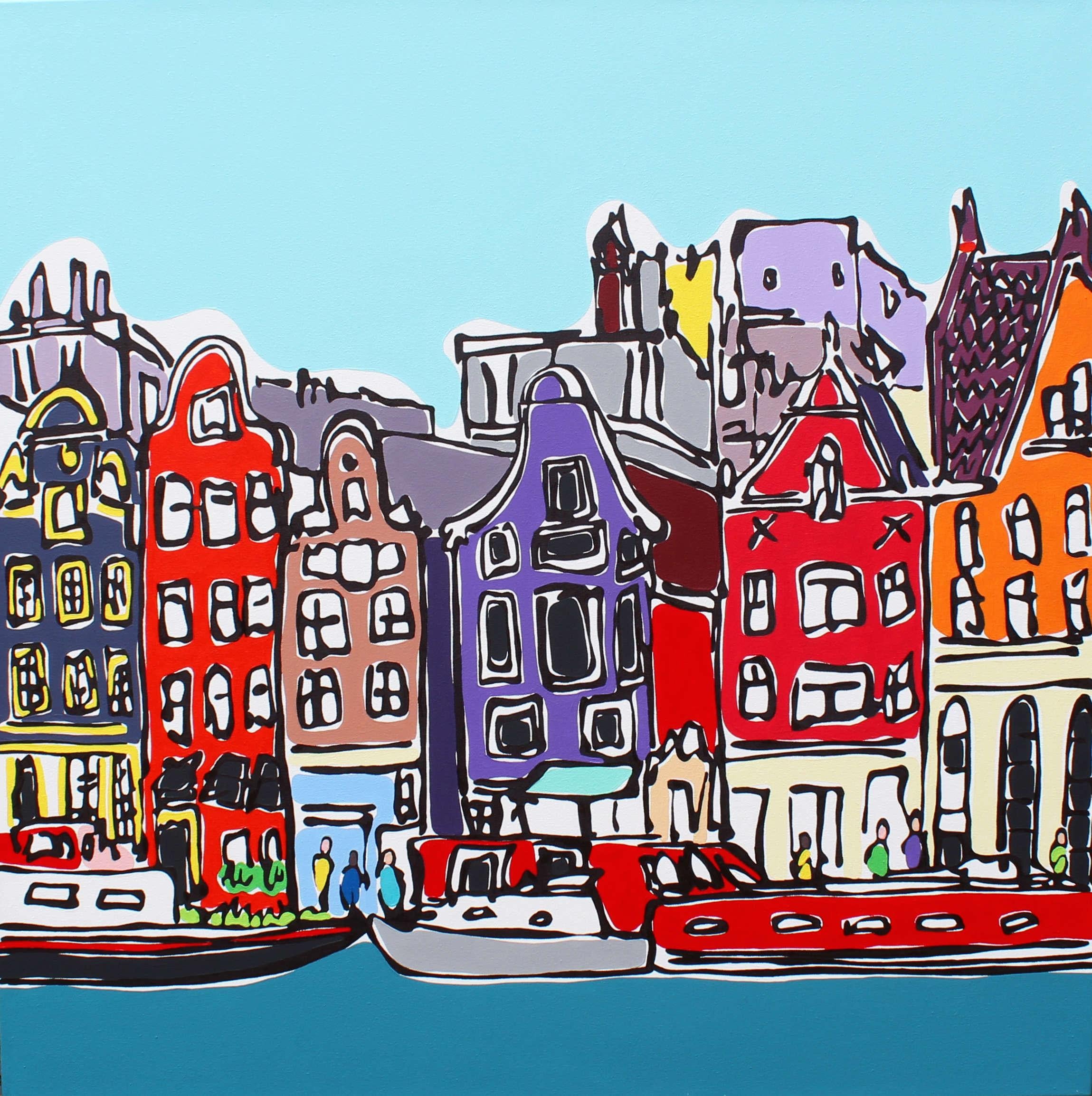 Rachel Tighe Abstract Painting – Amsterdam Morgen