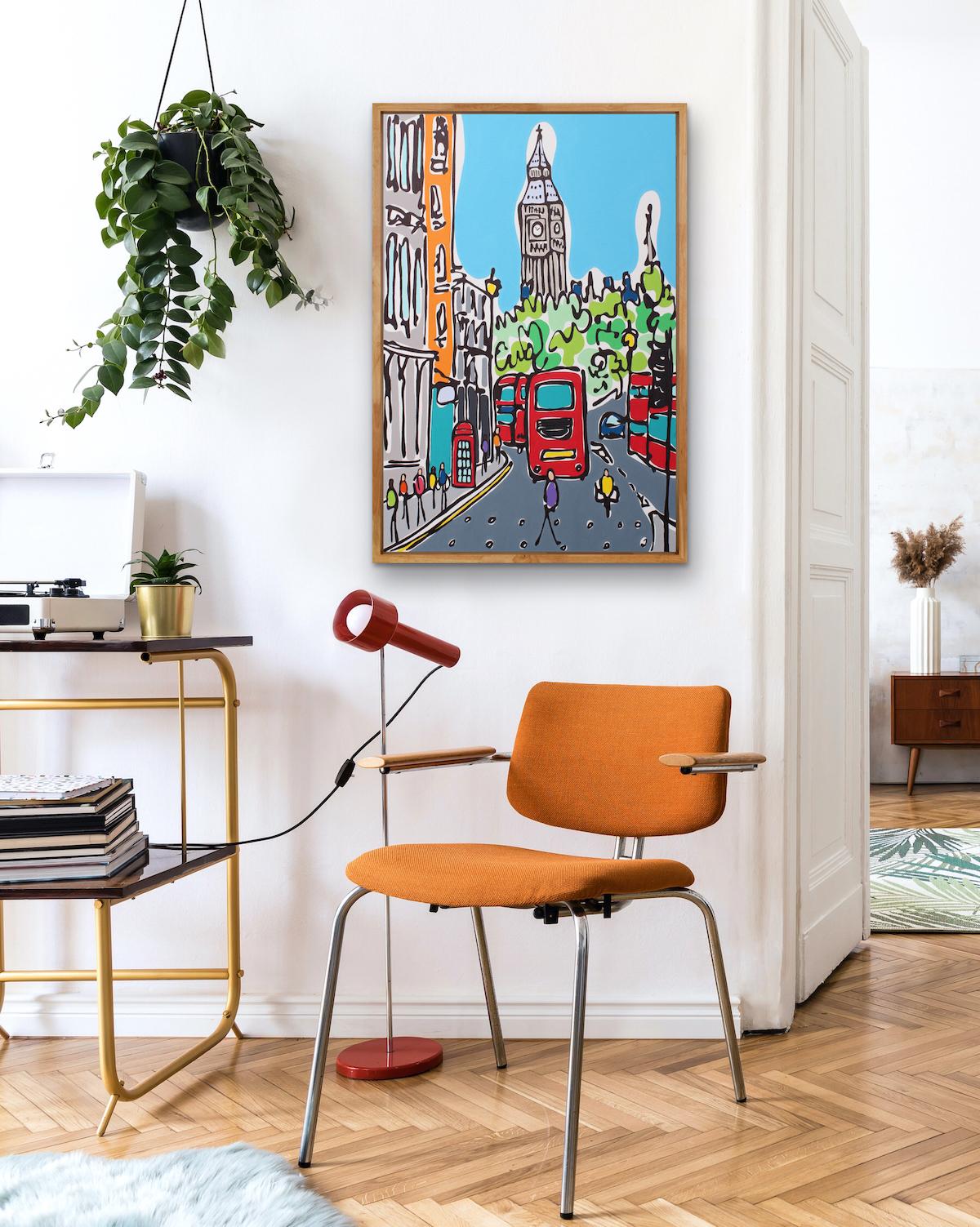 London Summer by Rachel Tighe, Westminster, Original Painting, Acrylic on canvas For Sale 2