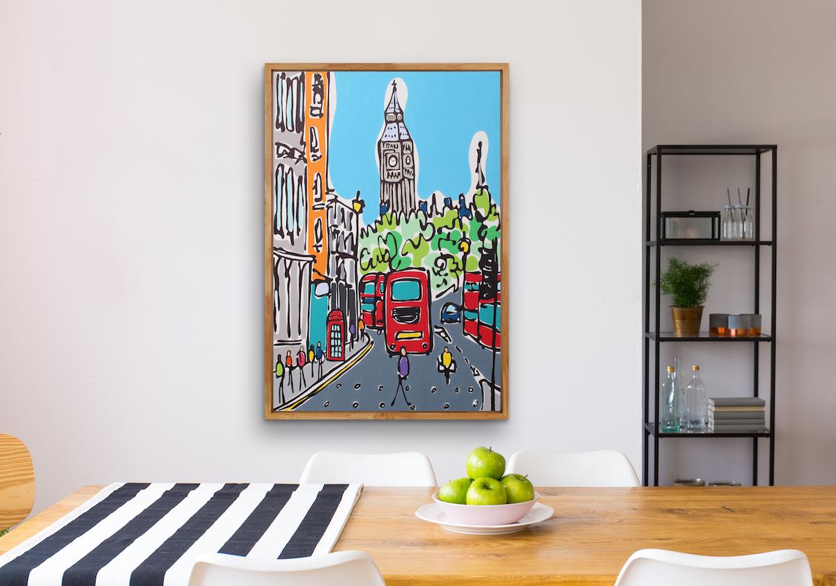 London Summer by Rachel Tighe, Westminster, Original Painting, Acrylic on canvas For Sale 3