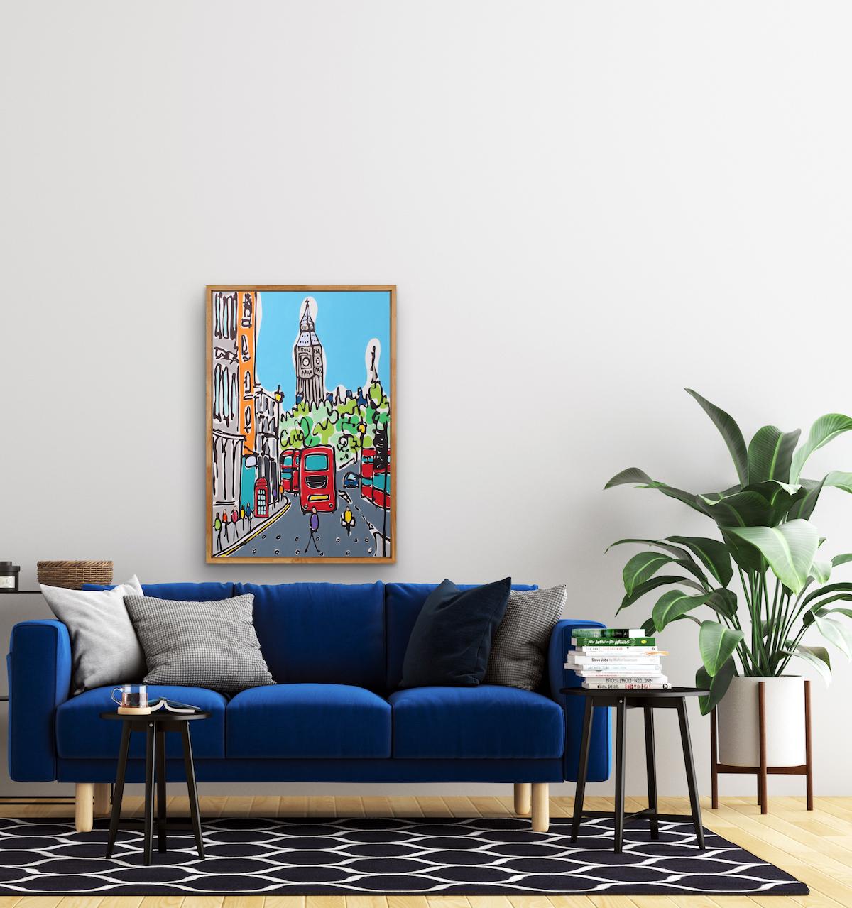 Été de Londres par Rachel Tighe, Westminster, peinture originale, acrylique sur toile en vente 7