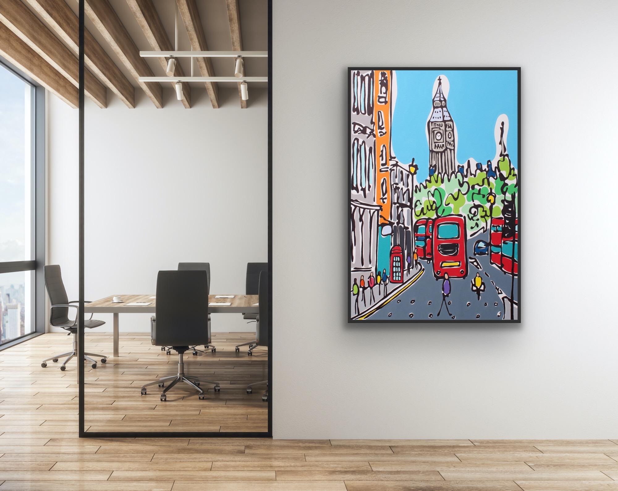 Été de Londres par Rachel Tighe, Westminster, peinture originale, acrylique sur toile en vente 4