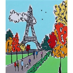 Mini Autumn in Paris Acrylic on Canvas Painting by Rachel Tighe, 2020