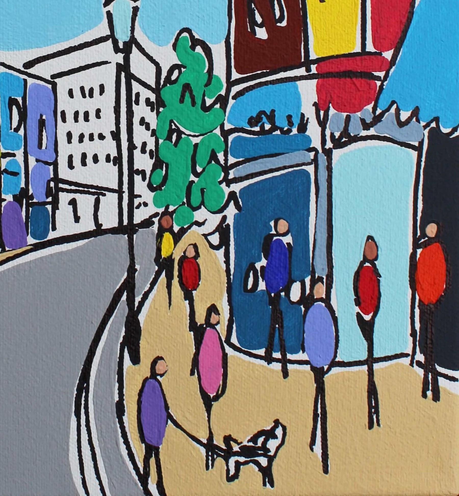 Mini Colours of Portobello, London Cityscape Art, Illustrative Painting For Sale 2