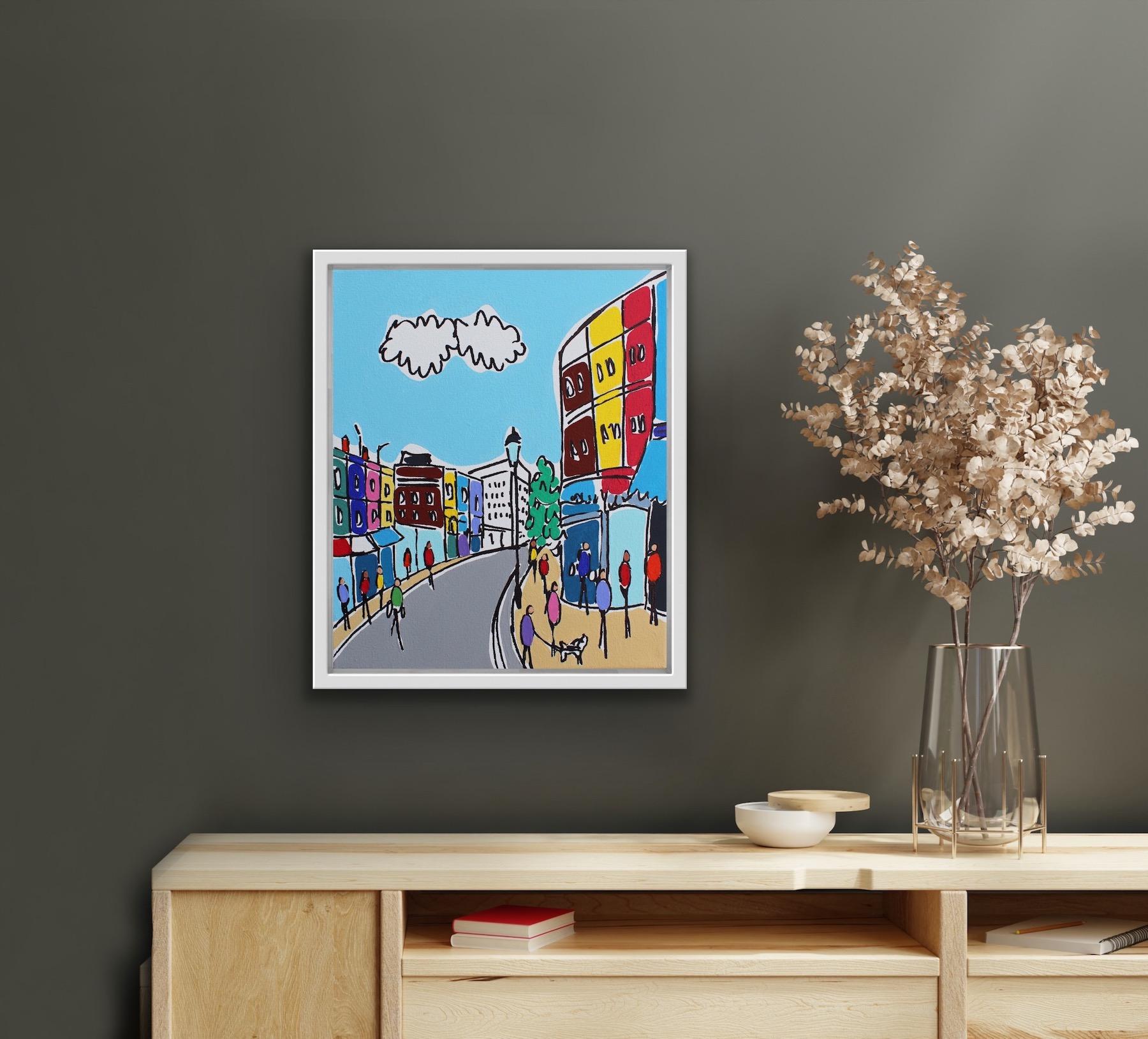 Mini Colours of Portobello, London Cityscape Art, Illustrative Painting For Sale 3