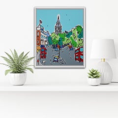 Mini London Morning Commute, Rachel Tighe, Original Stadtlandschaftsgemälde, London