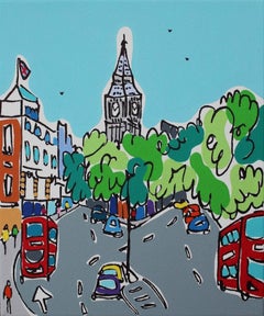 Mini London Morning Commute, Rachel Tighe, Original Cityscape Painting, London