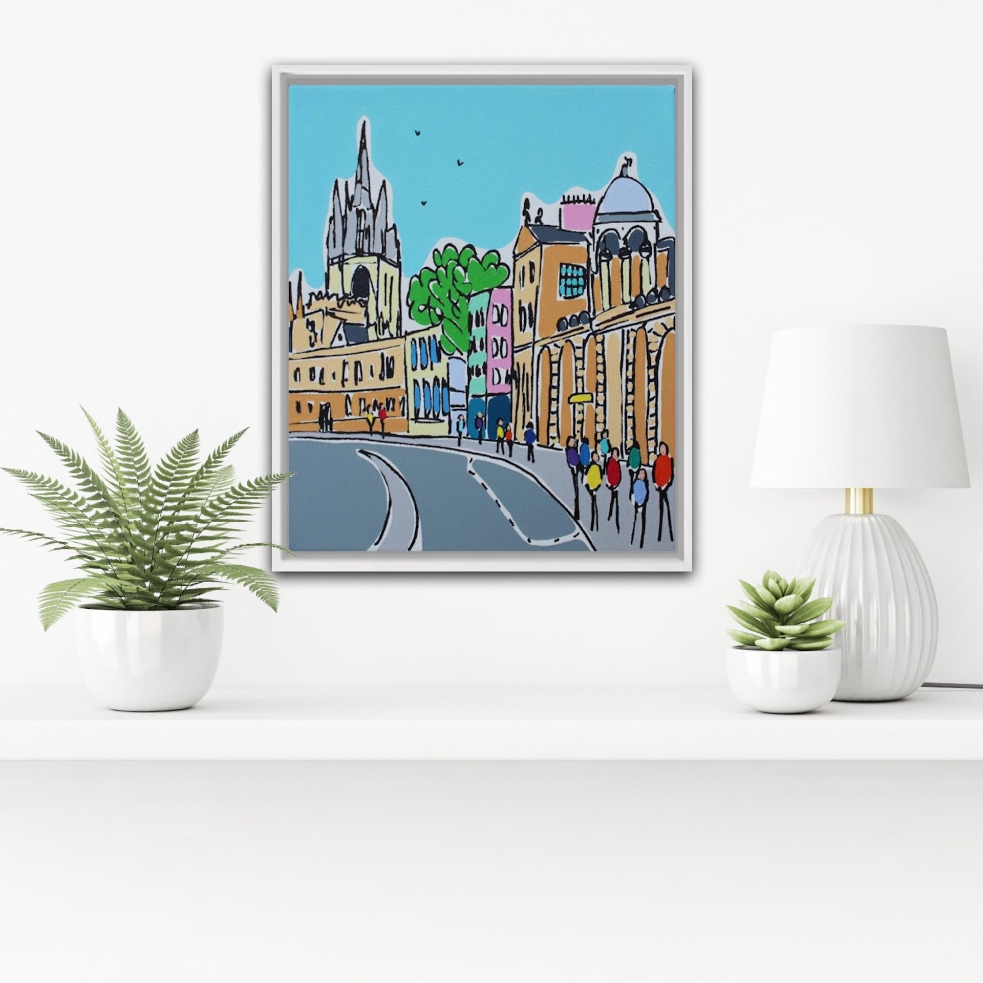 Mini-Mini- Oxford City, Rachel Tighe, Original-Stadtbildgemälde, Oxford-Kunstwerk im Angebot 1