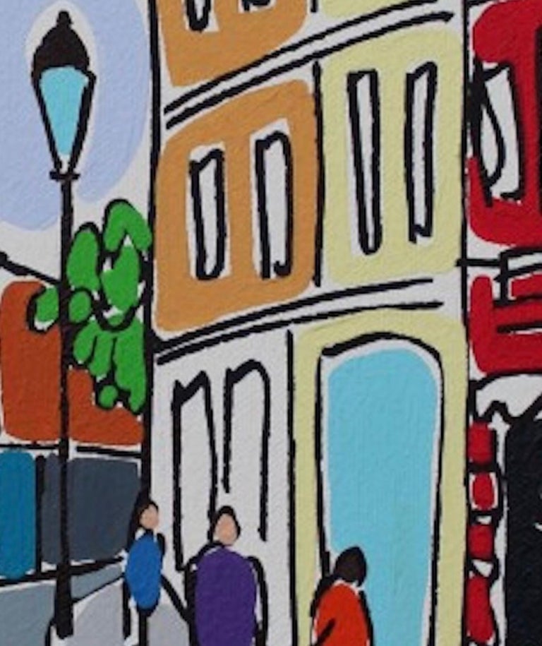 Mini Portobello Shop Fronts, Rachel Tighe, Original Cityscape Painting, London For Sale 1