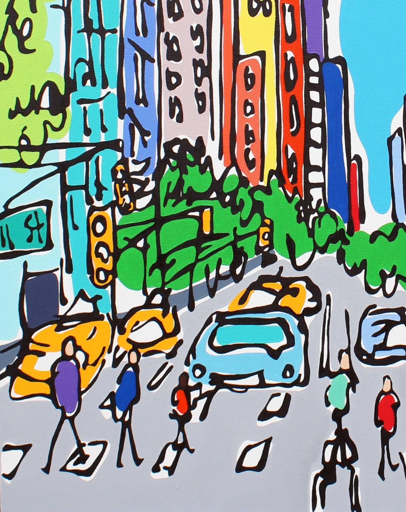 Le Bustle de la ville de New York - Painting de Rachel Tighe