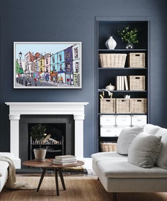 Pastels of Portobello, Illustrative London Cityscape Painting, Bright Happy Art