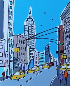 Rachel Tighe, Mini Empire State, New York Art, Original Painting, Bright Art