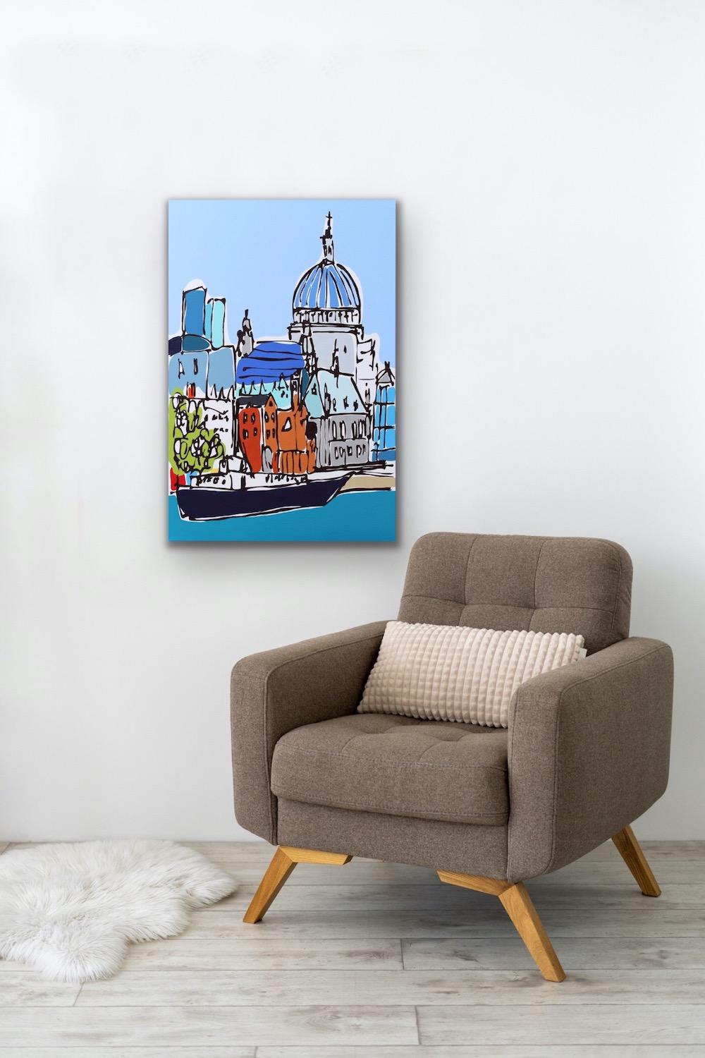 St Pauls from the Thames - Painting by Rachel Tighe