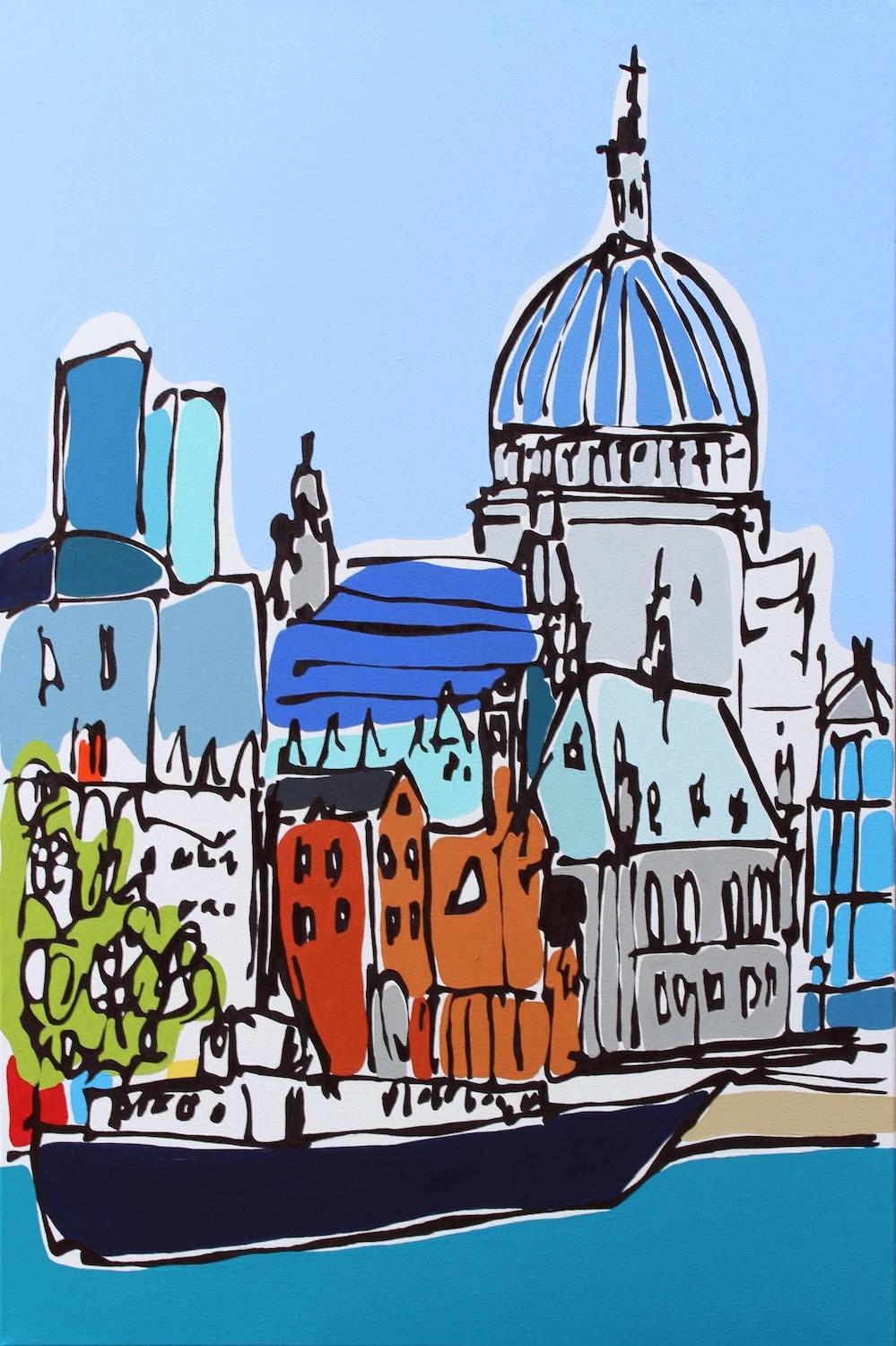 Rachel Tighe Landscape Painting - St Pauls from the Thames