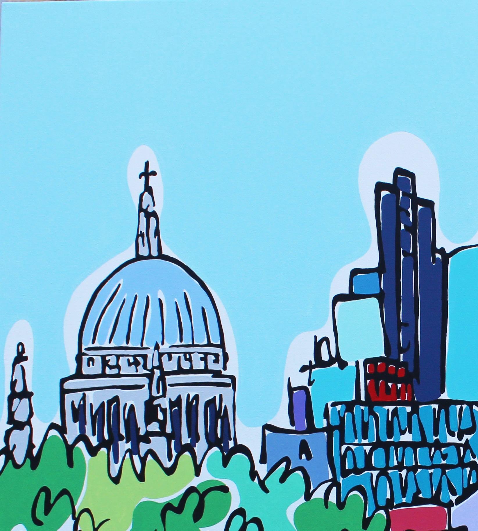 Sonniger South Bank Walk (Abstrakt), Painting, von Rachel Tighe