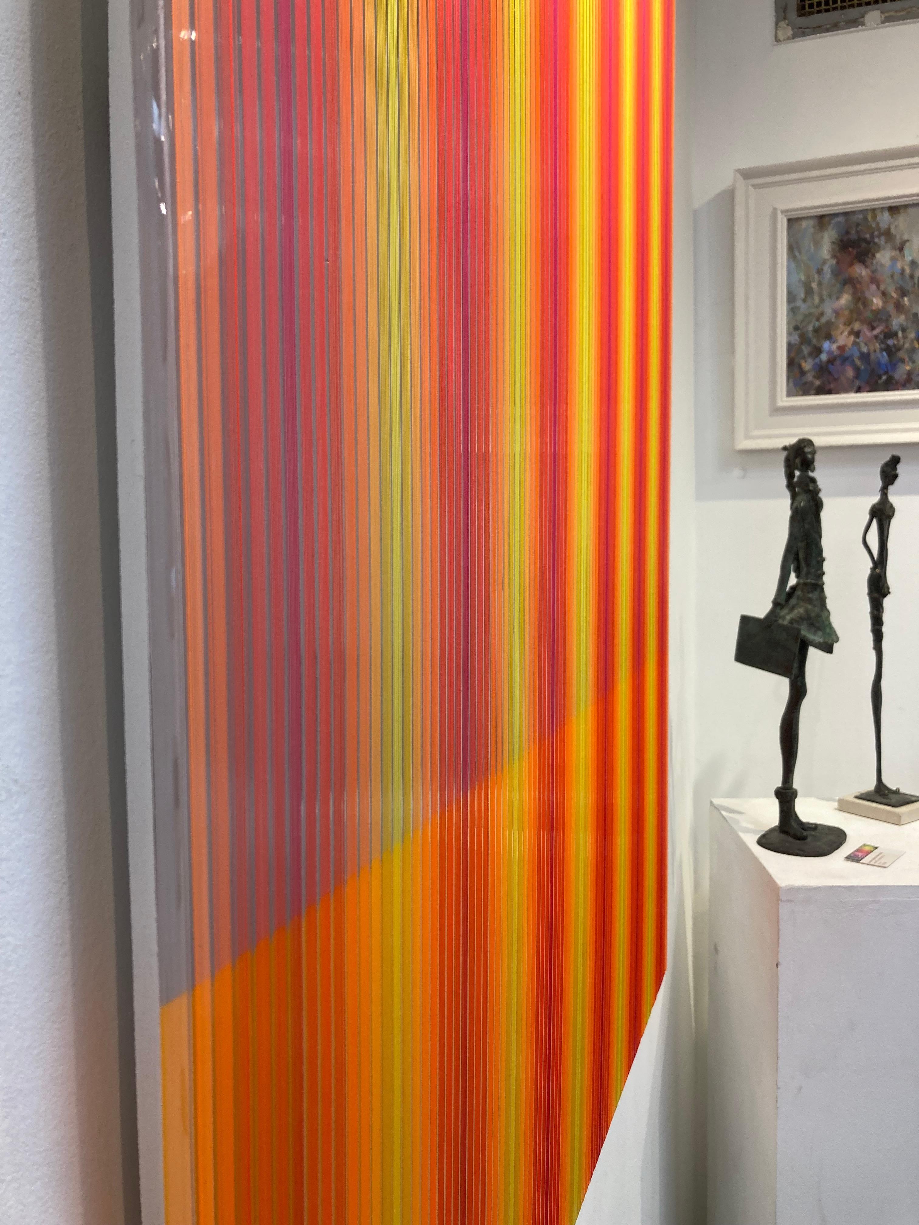 Haze - Zeitgenössische Acryl-Kunstwerke: Retro-Stil, Muster, farbenfrohes und lineares  im Angebot 2