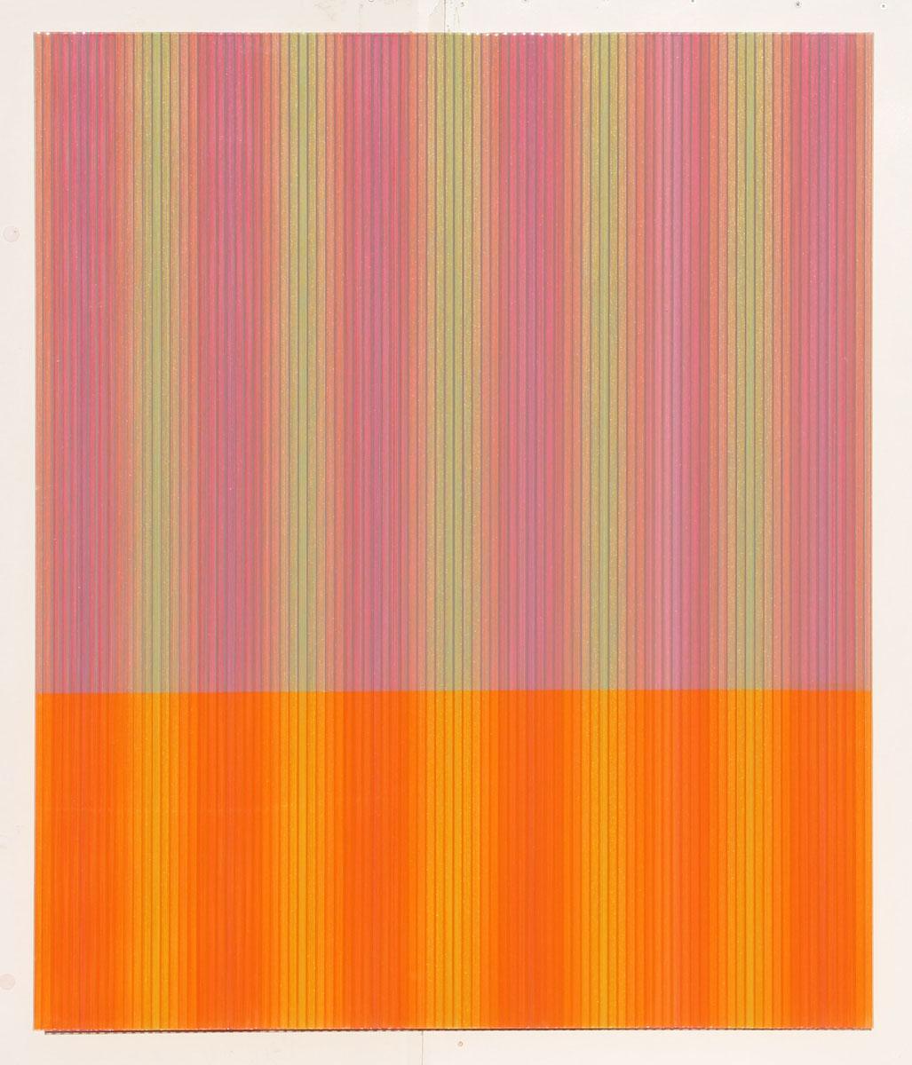 Rachel Wickremer Abstract Painting – Haze - Zeitgenössische Acryl-Kunstwerke: Retro-Stil, Muster, farbenfrohes und lineares 