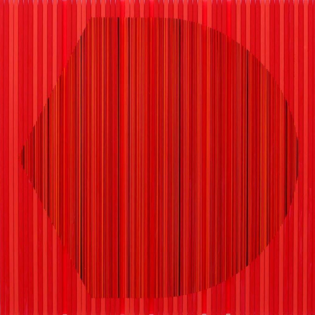 Shield- Contemporary Acrylic Artwork: Retro-Stil, einfach, farbenfroh und linear