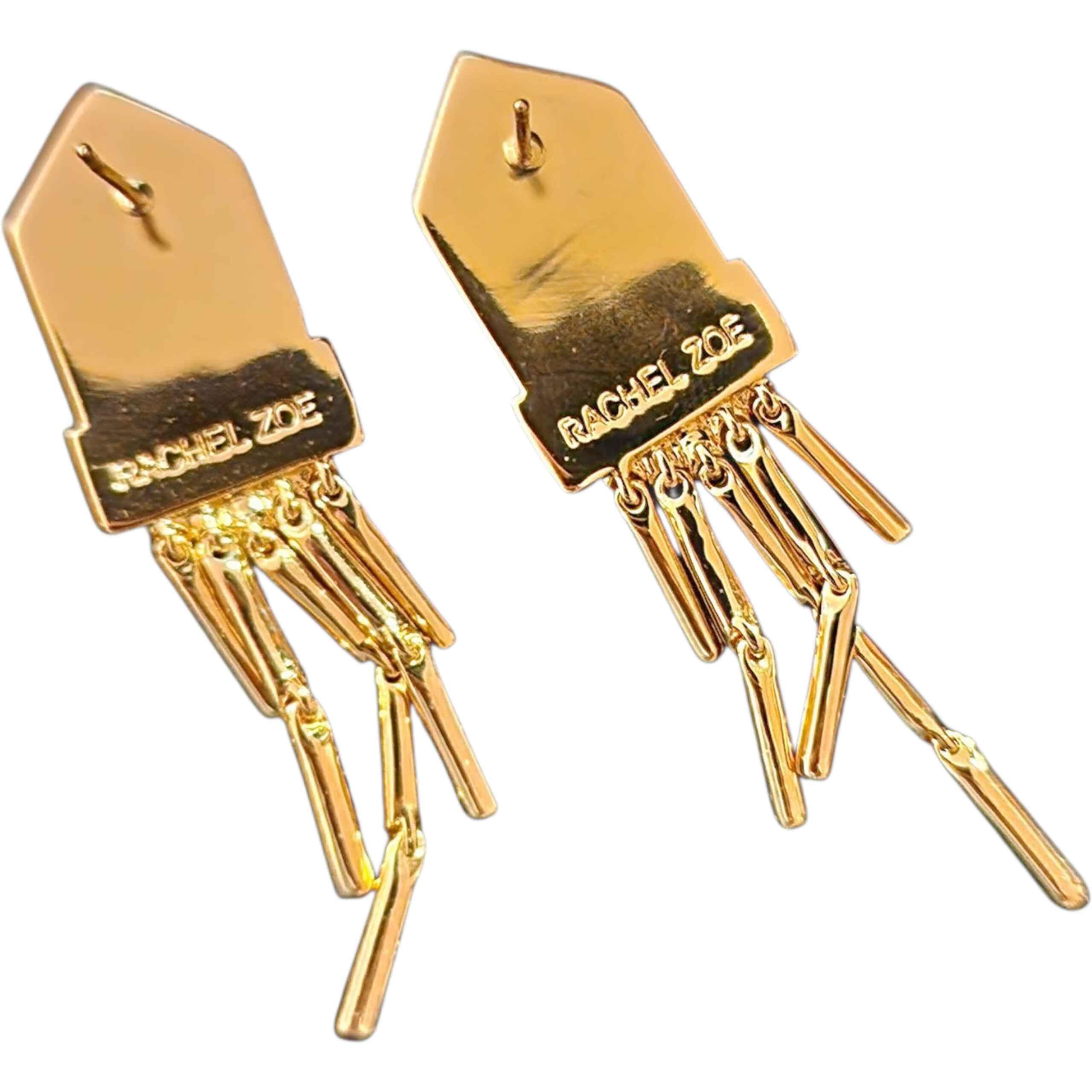 Rachel Zoe Smaragd-Glas-Pavé-Kronleuchter-Ohrringe (Baguetteschliff) im Angebot