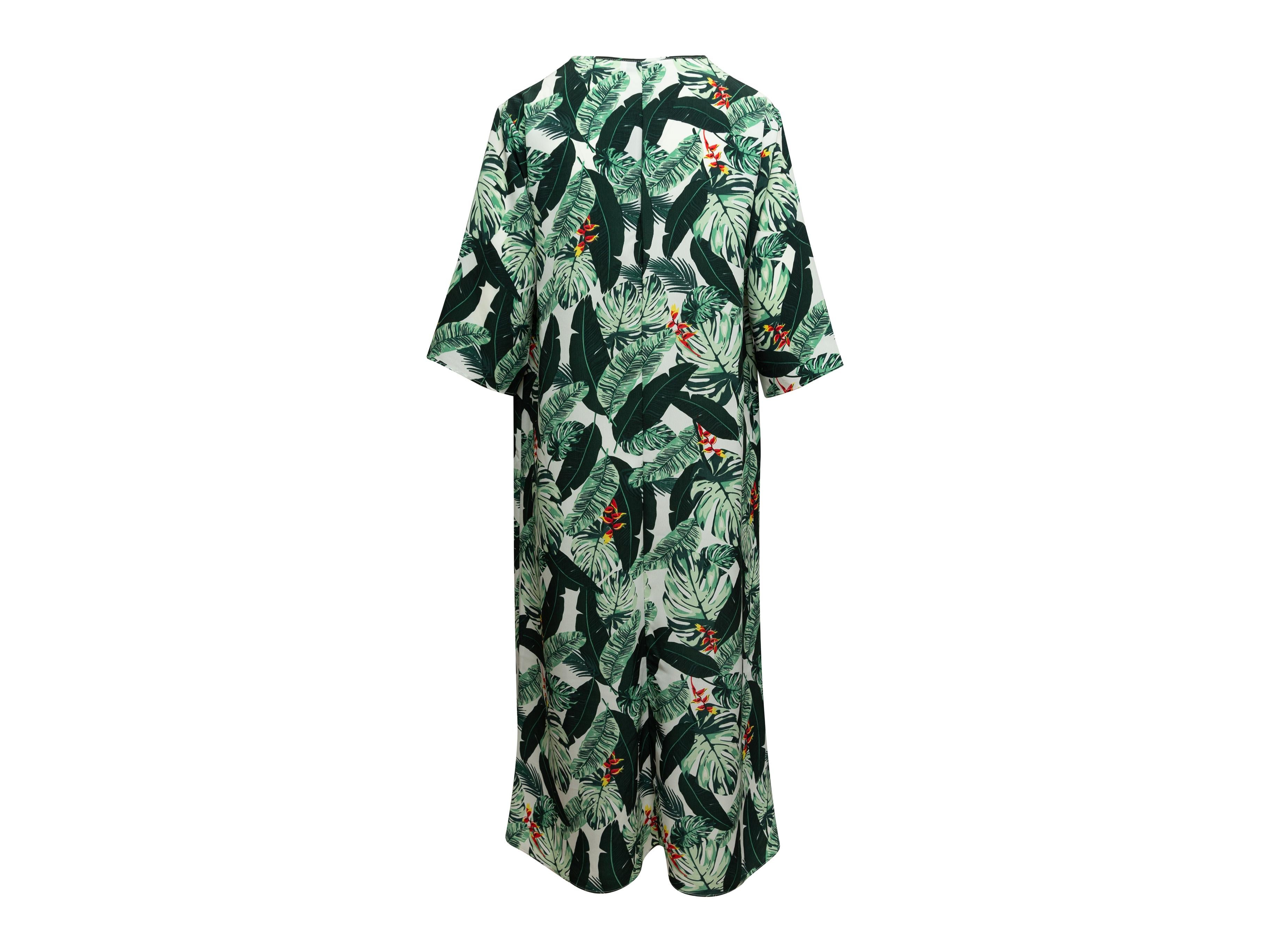 Rachel Zoe Green & Multicolor Tropical Leaf Print Cover-Up In Excellent Condition In New York, NY