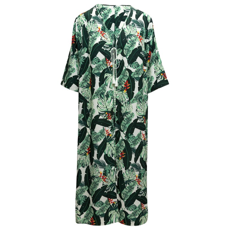 Rachel Zoe Green and Multicolor Tropical Leaf Print Cover-Up For Sale ...
