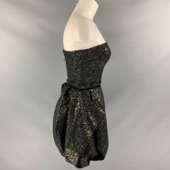 RACHEL ZOE Size 0 Black Gold Cotton Blend Jacquard Dress