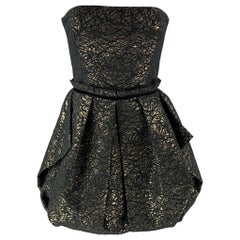 Rachel Zoe Taille 0 Robe en jacquard de coton mélangé noir et or