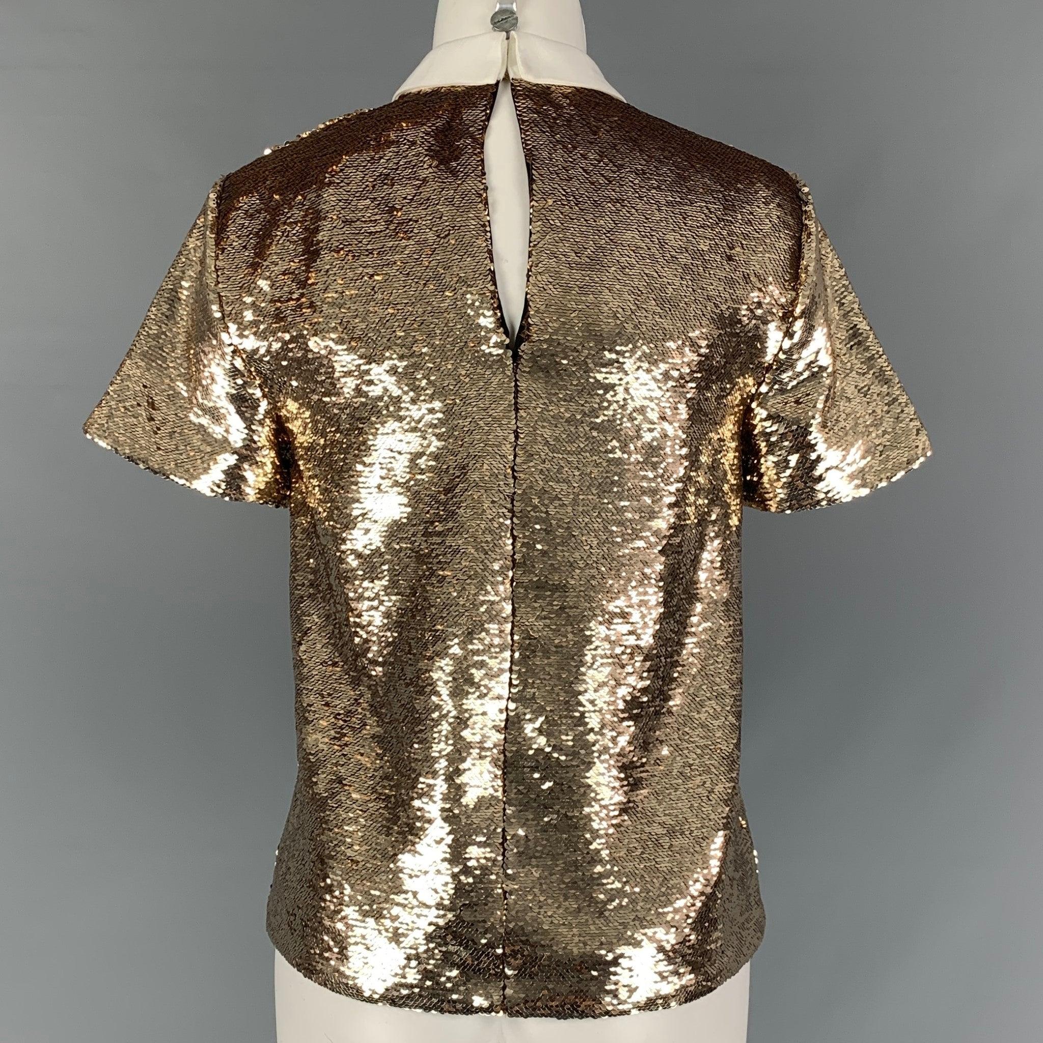 RACHEL ZOE Size 2 Gold Polyester Sequin Dress Top In Excellent Condition For Sale In San Francisco, CA