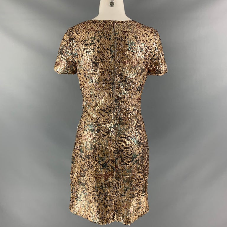 RACHEL ZOE Size 2 Gold Polyester Sequined Dress at 1stDibs