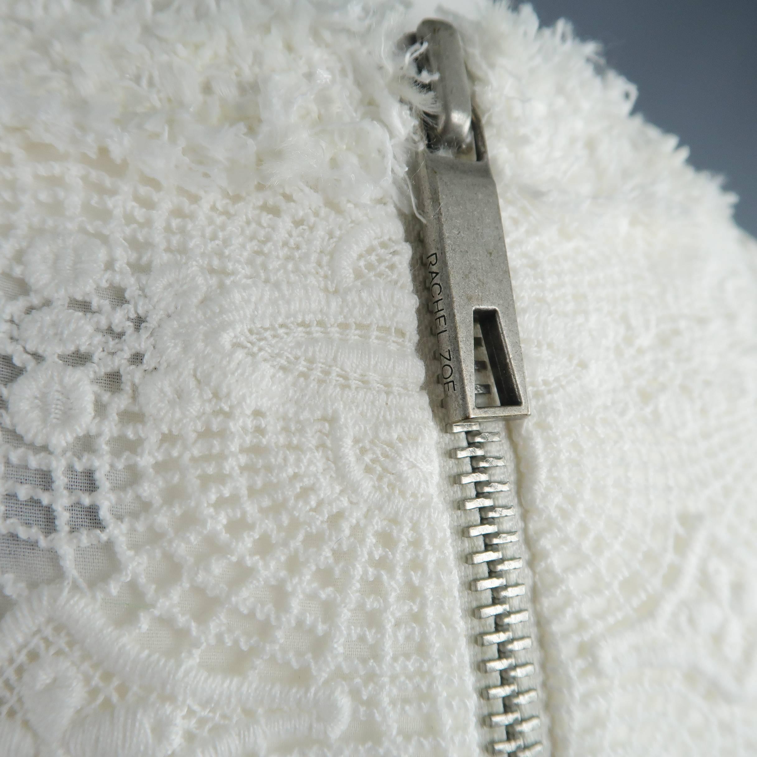 RACHEL ZOE Size 6 White Cotton Lace Drop Tweed Waist Dress 1