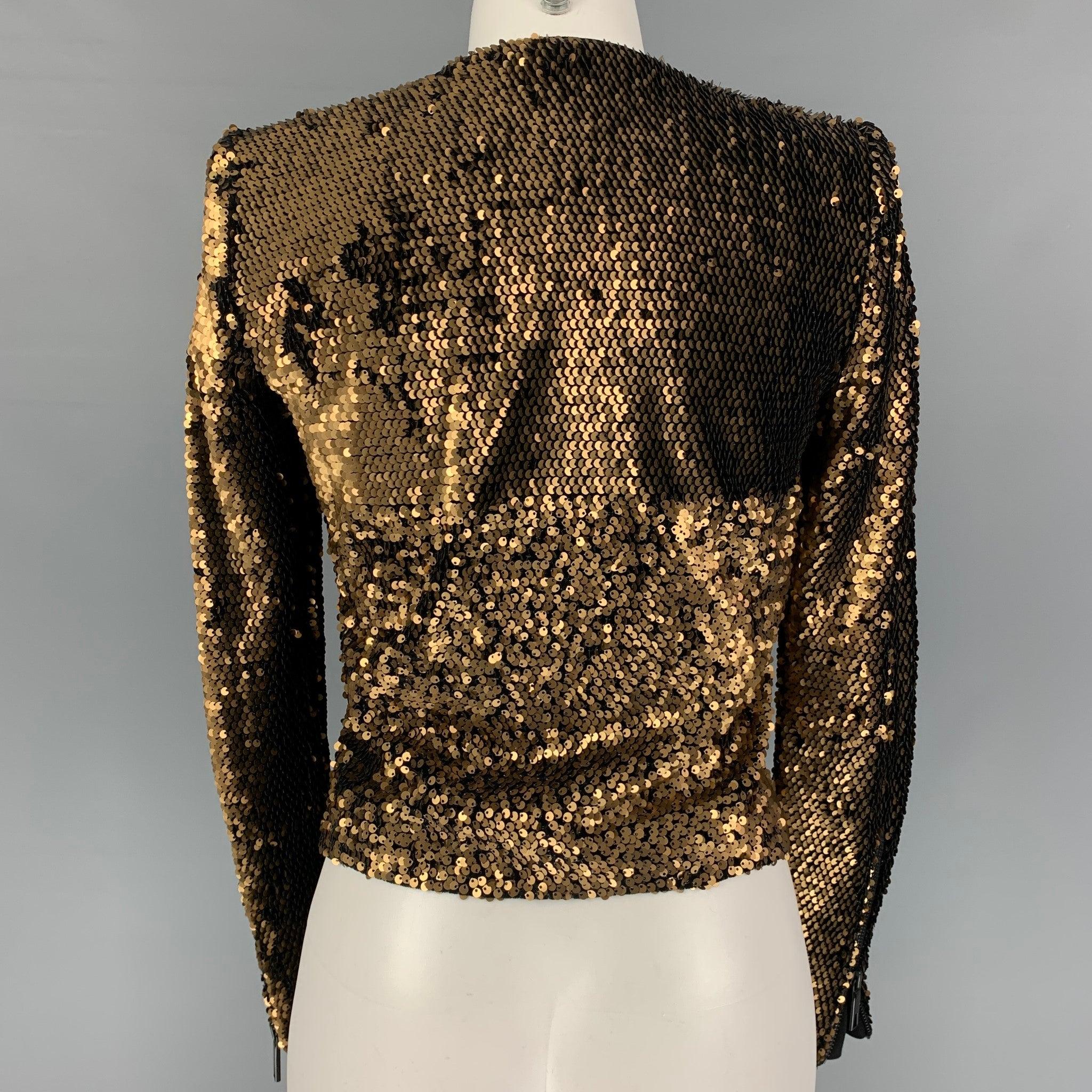 RACHEL ZOE Size XS Copper Polyester Spandex Sequined Jacket In Excellent Condition For Sale In San Francisco, CA
