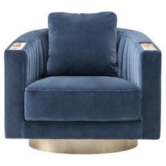 Rachele Swivel Armchair in Lario Velvet, Horn & Satin Brass Wood by Arcahorn