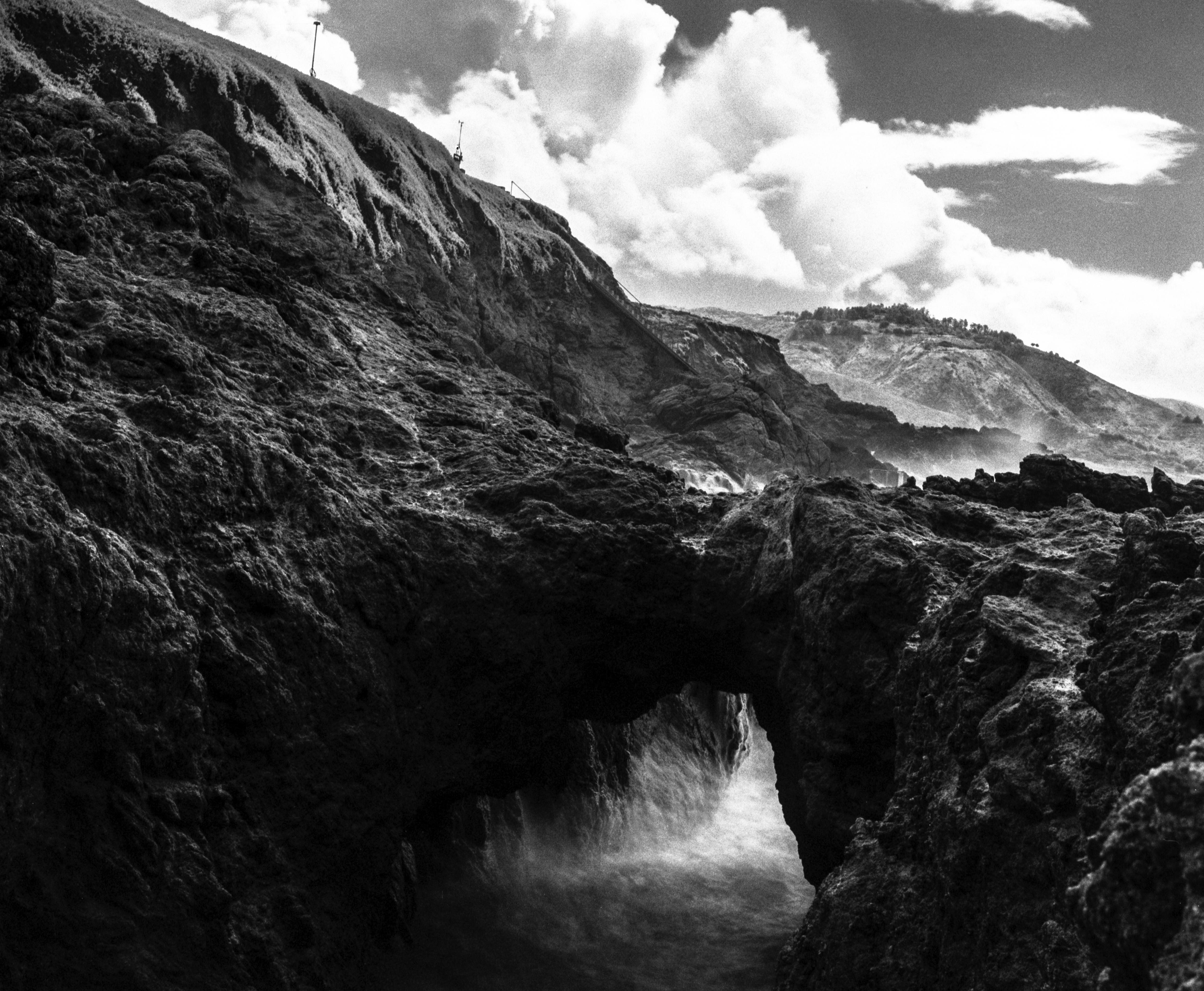 Rachell Hester Black and White Photograph - "Below the Surface" A Haunting Infrared Silver Gelatin Photograph of Big Sur