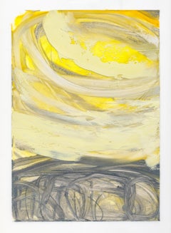 Estudio atmosférico 9, óleo y grafito sobre papel, 10 x 7 pulgadas. Líneas expresivas