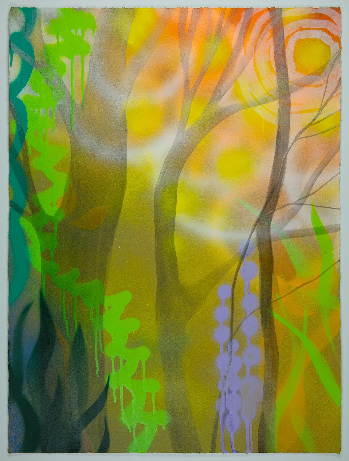 Meglio di quanto immaginassi, dipinto di paesaggio astratto multicolore, foresta - Painting di Rachelle Krieger