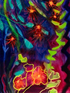 Visioni estatiche (pittura di paesaggio, flora, notte, viola, fiori)