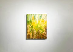 Glowing Fields with Birches, I (Landscape, Mixed media, forest, sun, trees)