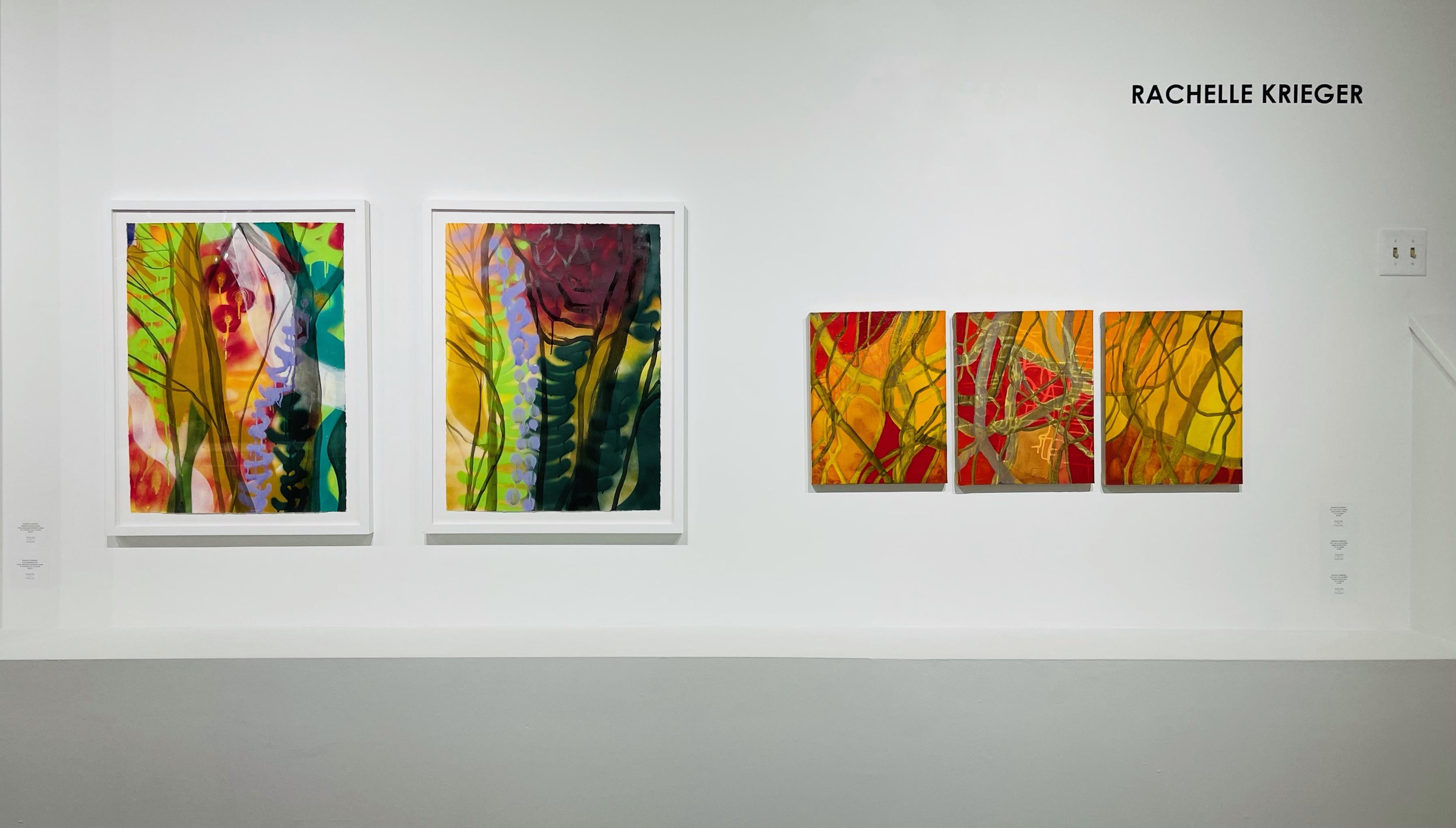« In the Brambles », peinture de paysage abstrait multicolore, arbres dans la forêt en vente 1