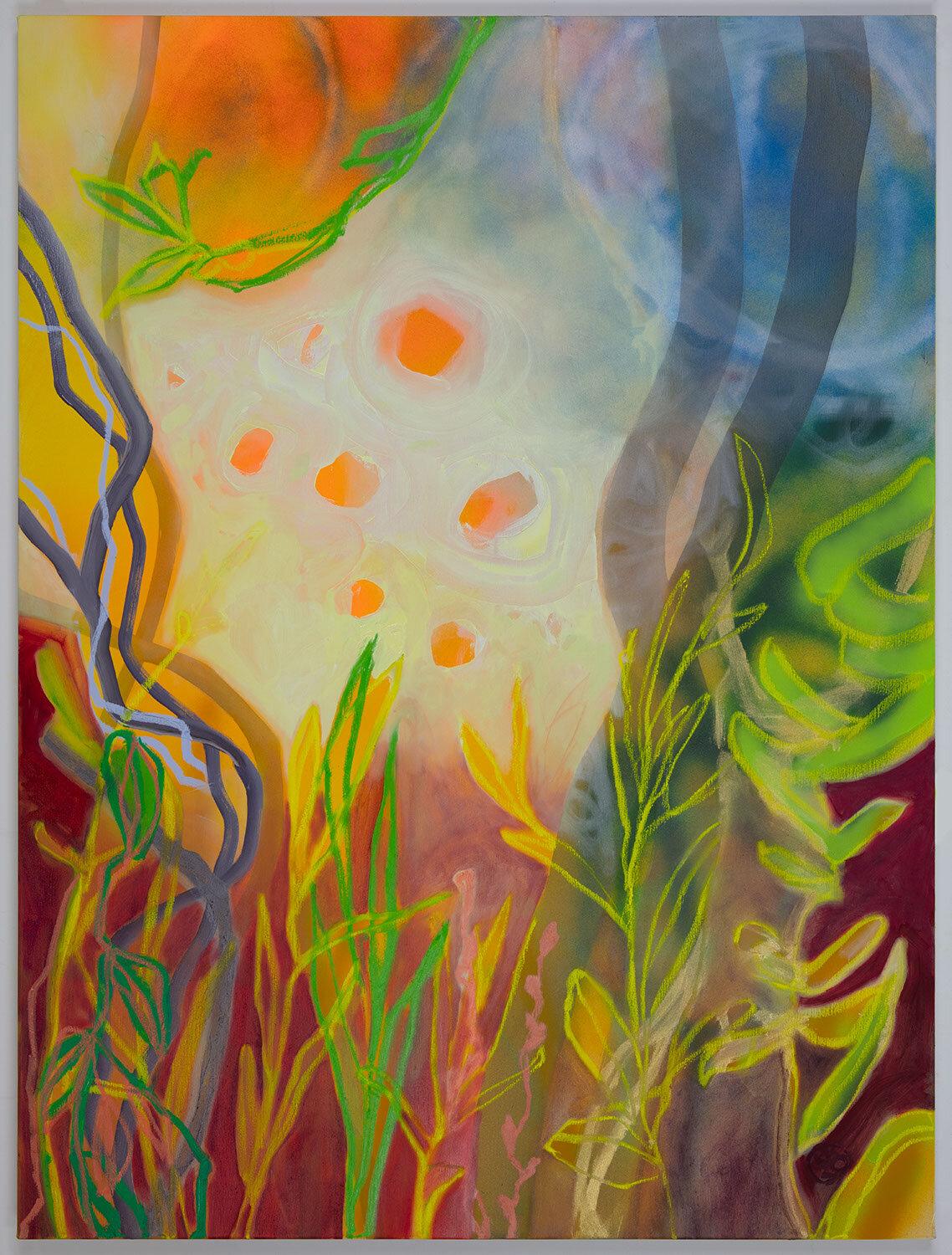 Rachelle Krieger Abstract Painting - Regeneration and Renewal (Days of Awe), bright, multicolored abstract landscape