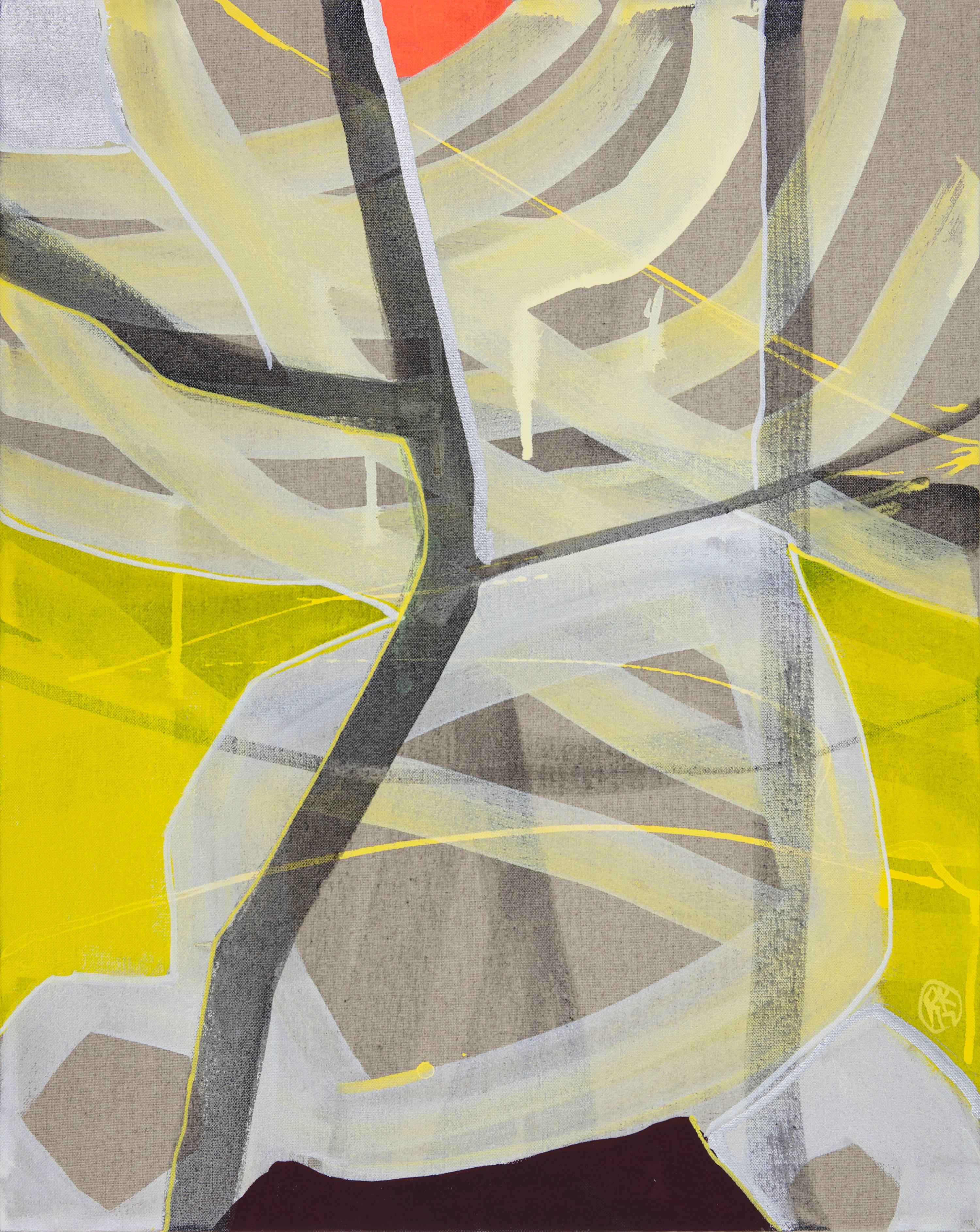 Piccolo paesaggio con raggi di luce 1  ( astratto, paesaggio, giallo, neutro)
