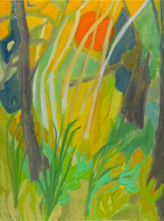 The Day the Sky Turned Orange, II (Landscape, Mixed media, forest, sun, trees)
