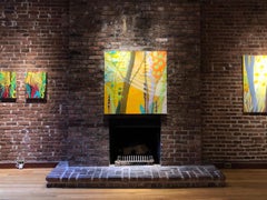 Transformations, bright yellow and orange abstracted landscape, forest