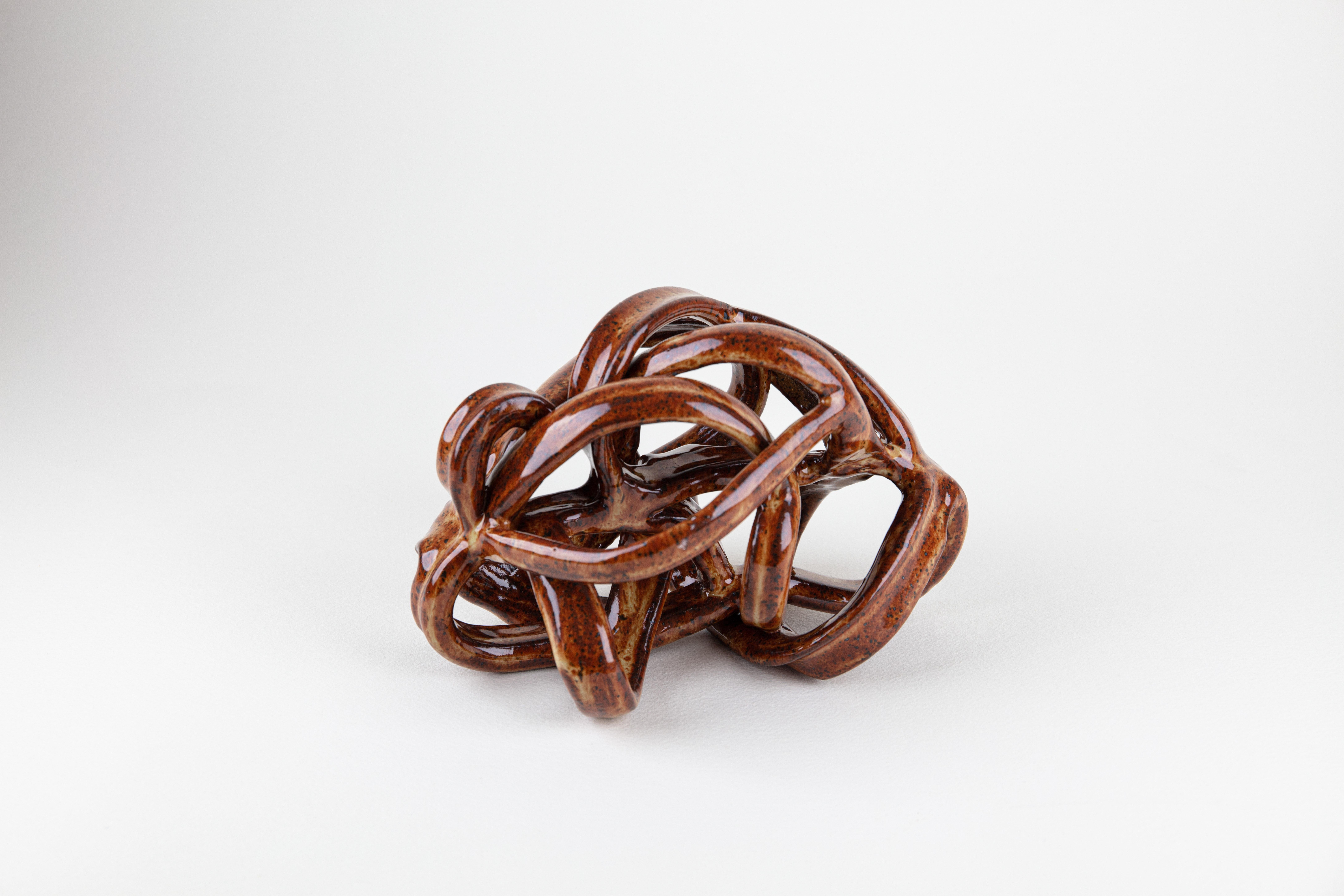 Rachelle Krieger Still-Life Sculpture - Brambles 1, Abstract ceramic sculpture, brown