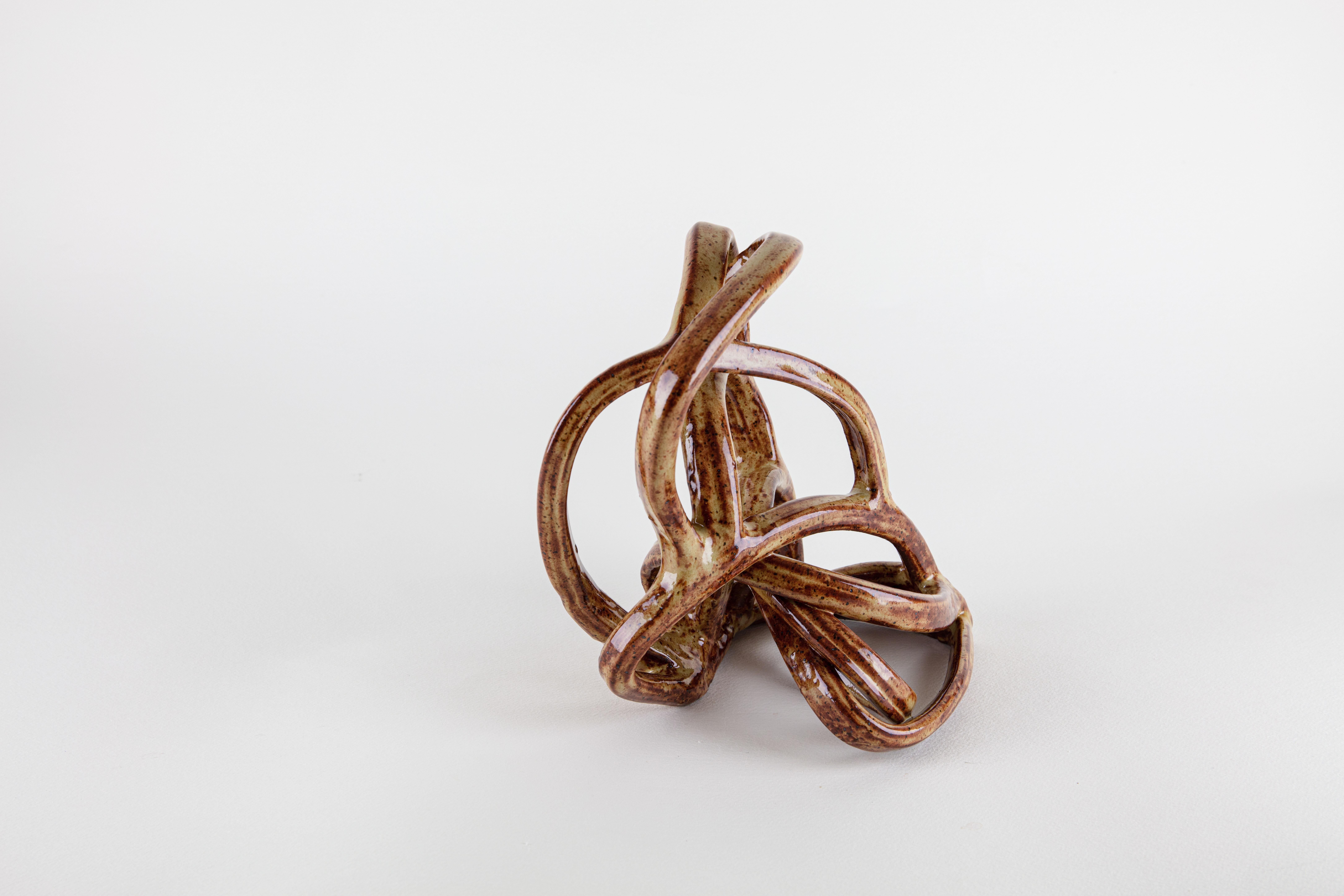 Brambles 3, Abstract ceramic sculpture, brown - Sculpture by Rachelle Krieger