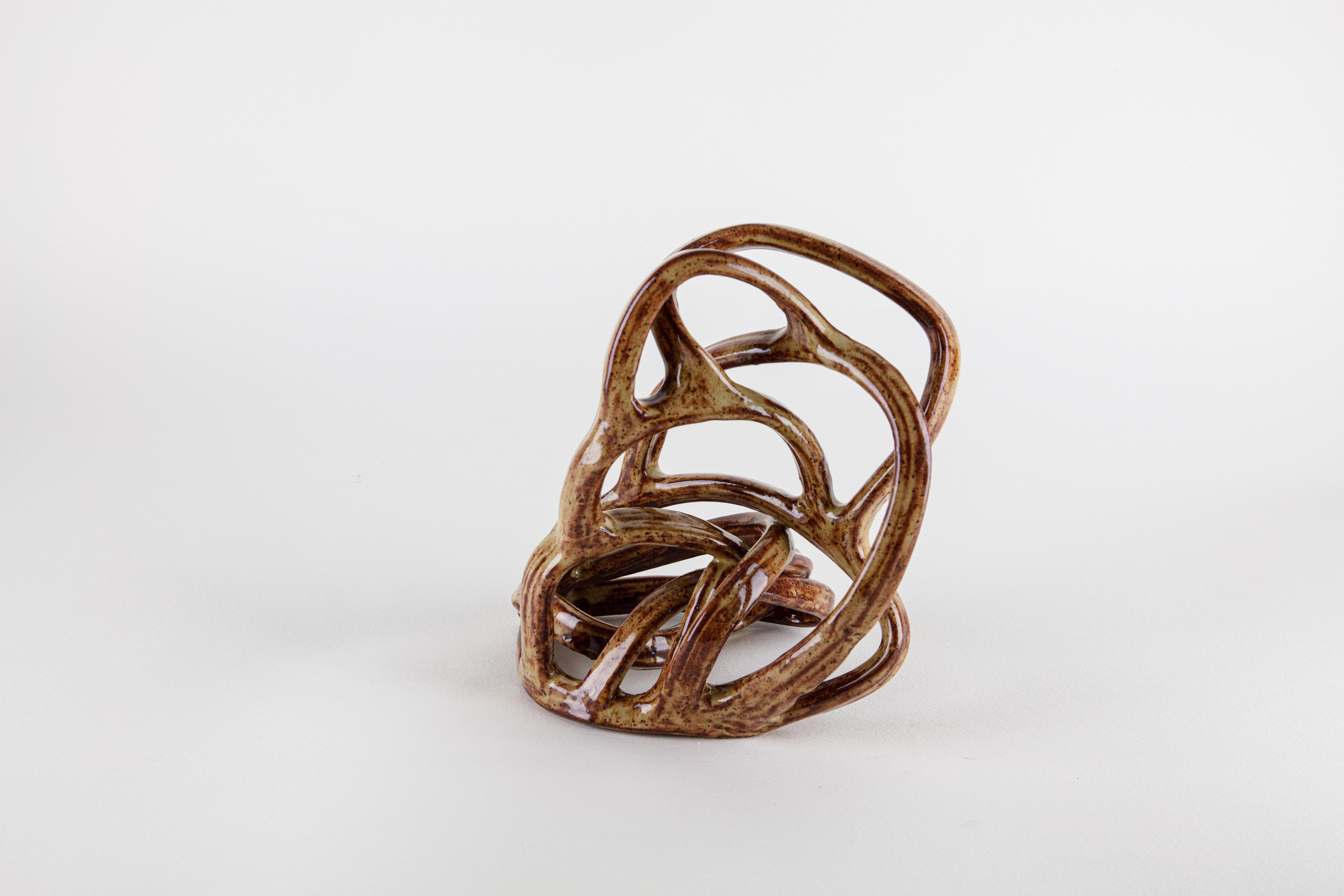 Brambles 3, Abstract ceramic sculpture, brown - Contemporary Sculpture by Rachelle Krieger